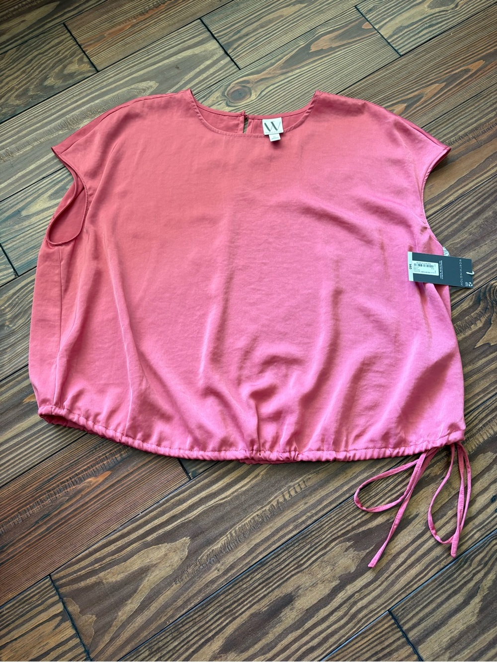 Worthington Rose Pink Short Sleeve Drawstring Hem Top